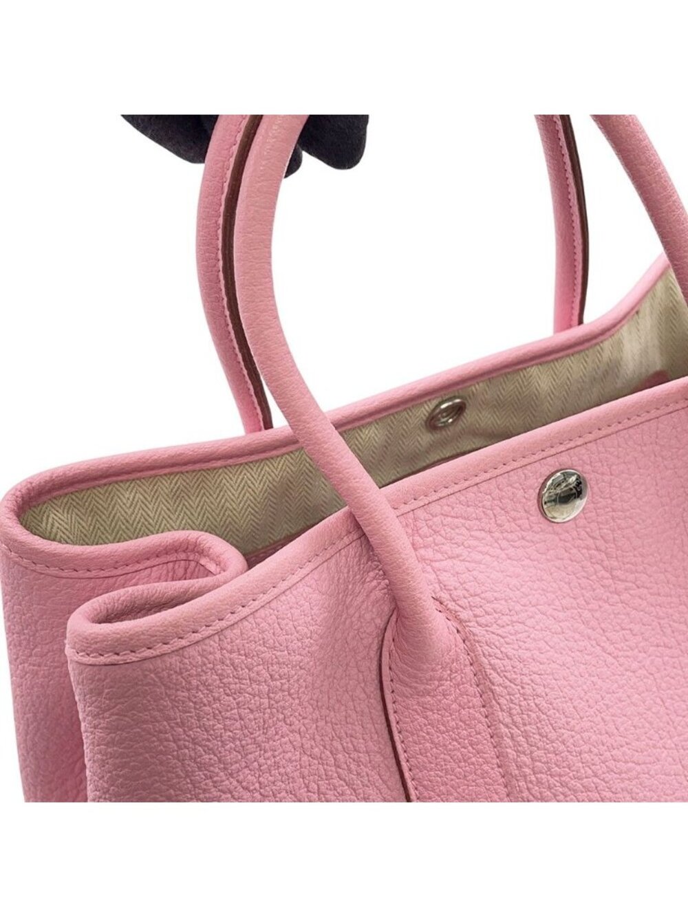 Hermes Tote Bag Garden Party TPM Pink Silver Negonda - Picture 10 of 13